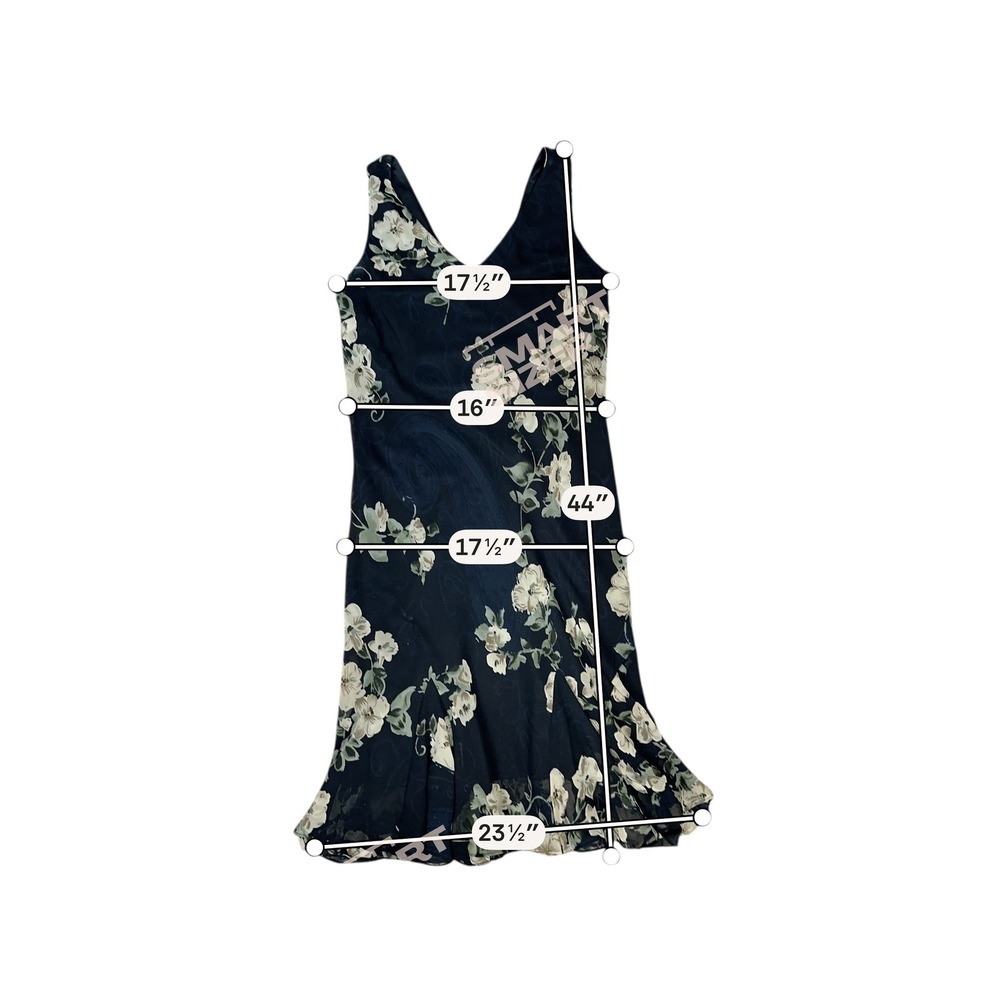 Y2K Fairycore Whimsigoth Floral Paisley V-Neck Sleeveless Midi Dress Blue SZ 12 - Picture 7 of 8